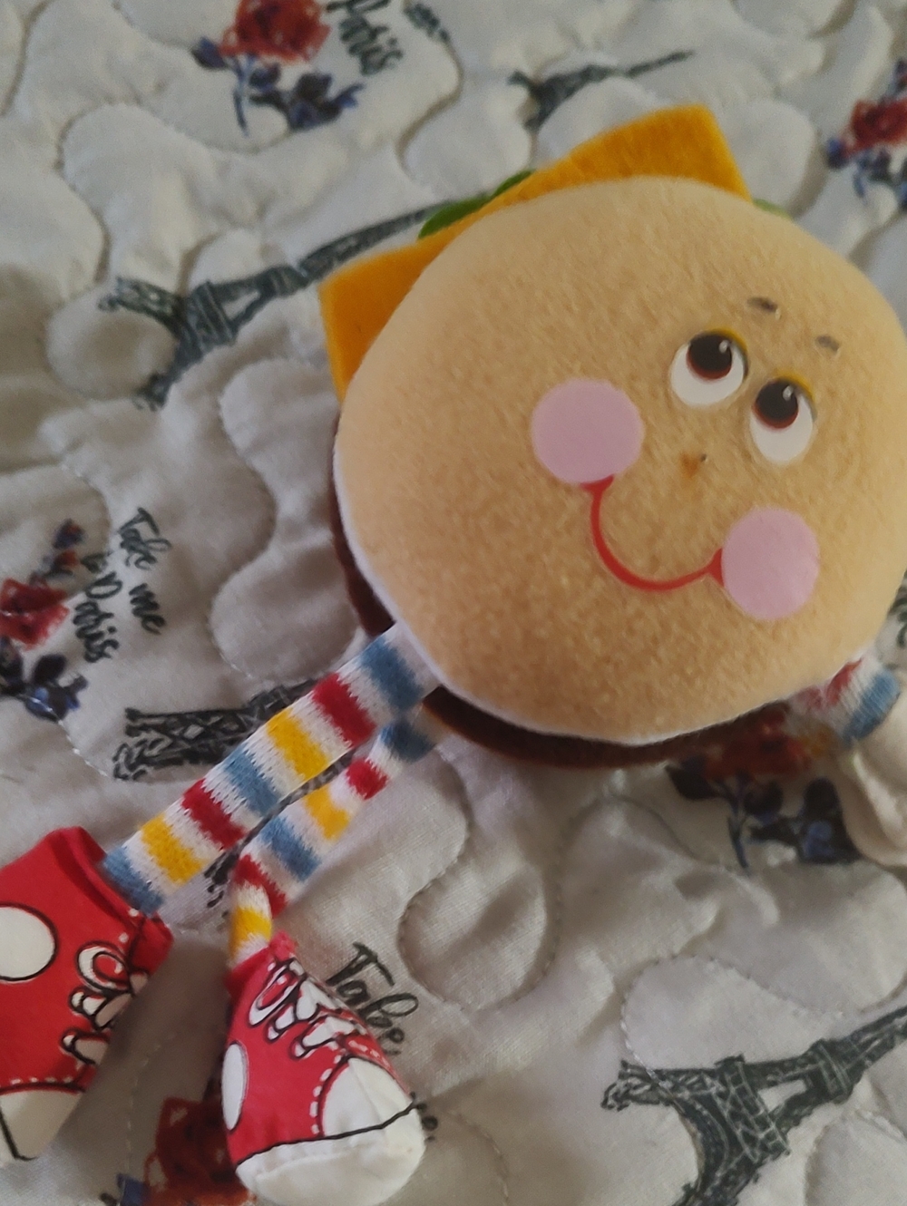 Soft Plush Rattle Toy for Babies - Cream Face with Red Shoes